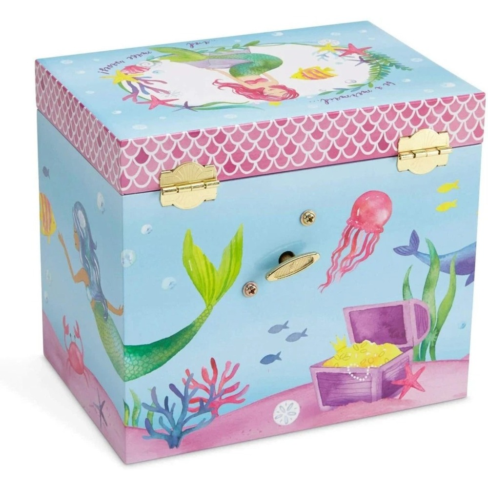 Little Girls Musical Jewelry Box 3 Drawers, Mermaid Design Gifts for Girls - Picture 2 of 14